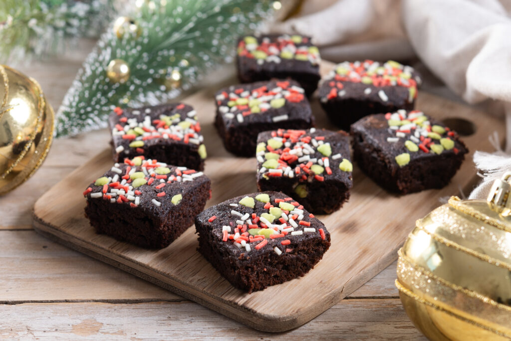 christmas brownie wooden table