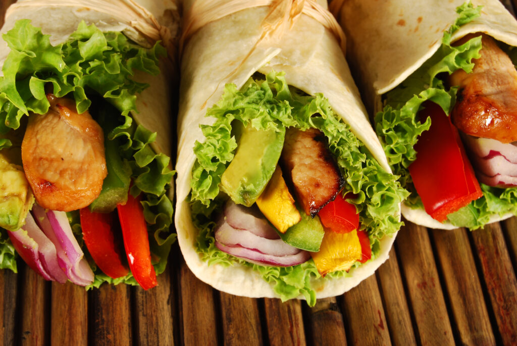 close up tasty wraps