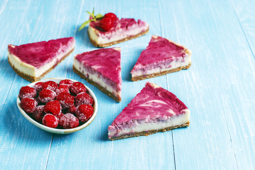 homemade raspberry cheesecake with honey